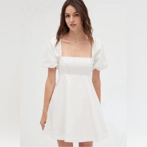 Hill House White Matilda Puff Sleeve Mini Dress small EUC